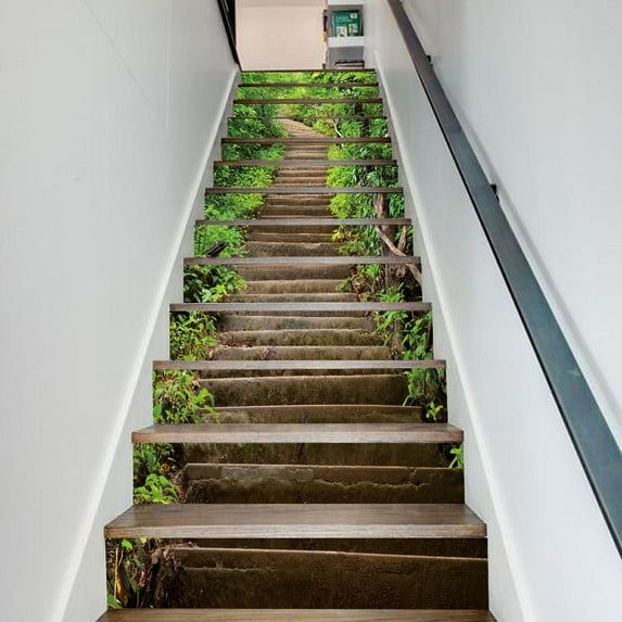 Nature Stair Riser Floor Stickers Waterproof Removable Self Adhesive DIY Stairway Decals Murals Home Decor 100x18cmx6pcs/ 13pcs