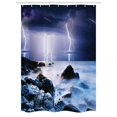 thumbnail image 1 of Nature Stall Shower Curtain, Summer Storm Flashes over the Rocks in Ocean Nightmare Theme Weather Nature Image, Fabric Bathroom Set with Hooks, 54W X 78L Inches, Purple Grey, by Ambesonne, 1 of 1