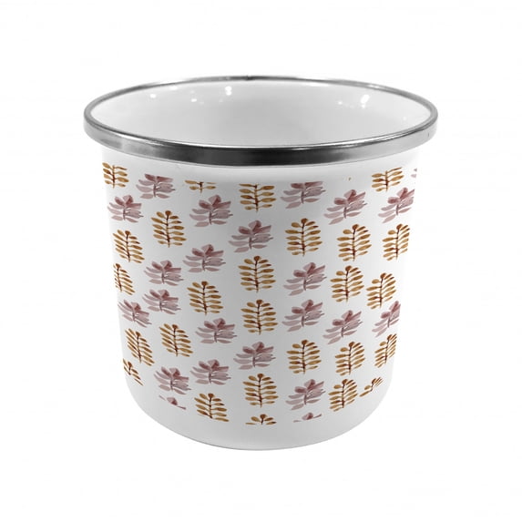 Nature Steel Camping Mug, Blossom Pattern in Watercolors Floral Spring Branch Ornament Leaves Art, Printed Thermal Cup for Camping and Outdoor Activities, by Ambesonne
