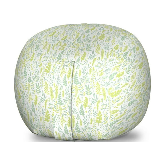 Nature Storage Toy Bag Chair, Botanical Pattern with Bicolour Monochrome Herbs and Plants, Stuffed Animal Organizer Washable Bag, Small Size, Sage Green Yellow Green, by Ambesonne