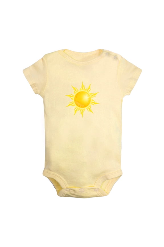 Nature Sun Pattern Rompers For Babies, Newborn Baby Unisex Bodysuits, Infant Jumpsuits, Toddler 0-24 Months Kids One-Piece Oufits (Yellow, 0-6 Months)