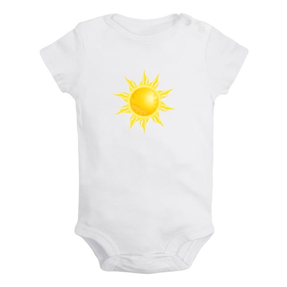 Nature Sun Pattern Rompers For Babies, Newborn Baby Unisex Bodysuits, Infant Jumpsuits, Toddler 0-24 Months Kids One-Piece Oufits (White, 6-12 Months)