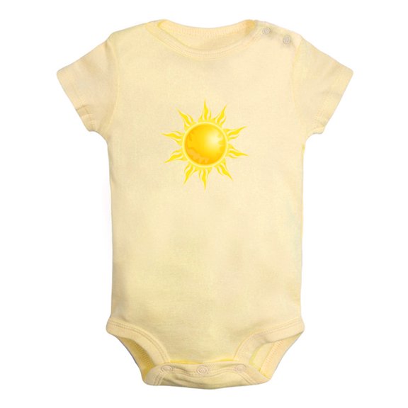 Nature Sun Pattern Rompers For Babies, Newborn Baby Unisex Bodysuits, Infant Jumpsuits, Toddler 0-24 Months Kids One-Piece Oufits (Yellow, 0-6 Months)