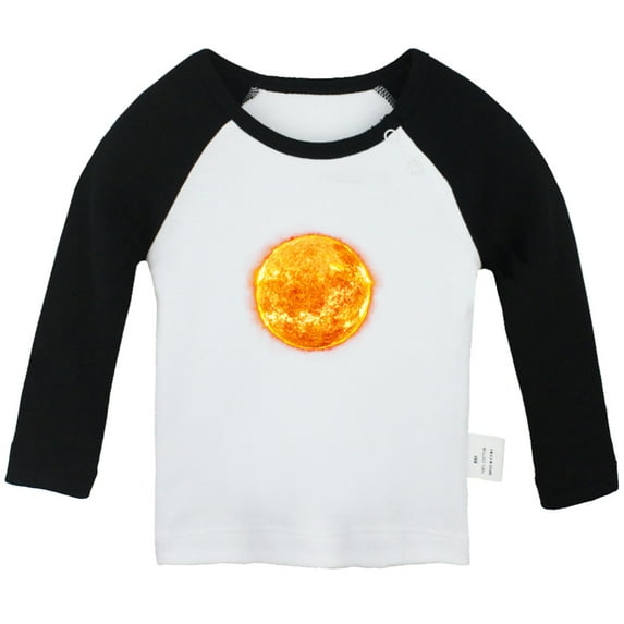 Nature Sun Pattern T shirt For Baby, Newborn Babies T-shirts, Infant Tops, 0-24M Kids Graphic Tees Clothing (Long Black Raglan T-shirt, 6-12 Months)