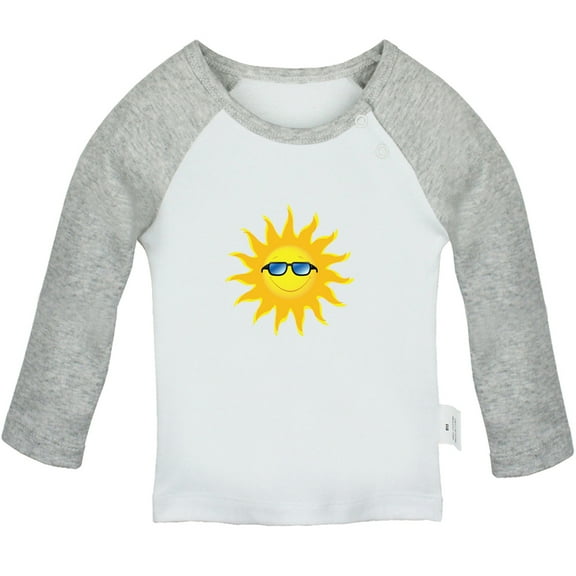 Nature Sun Pattern T shirt For Baby, Newborn Babies T-shirts, Infant Tops, 0-24M Kids Graphic Tees Clothing (Long Gray Raglan T-shirt, 6-12 Months)