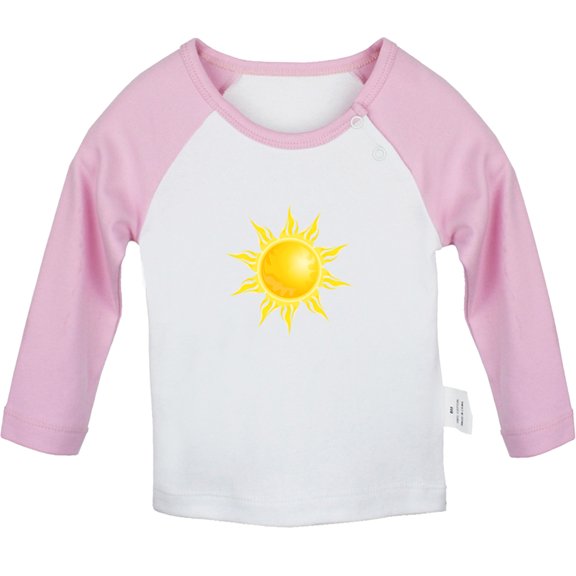 Nature Sun Pattern T shirt For Baby, Newborn Babies T-shirts, Infant Tops, 0-24M Kids Graphic Tees Clothing (Long Pink Raglan T-shirt, 12-18 Months)