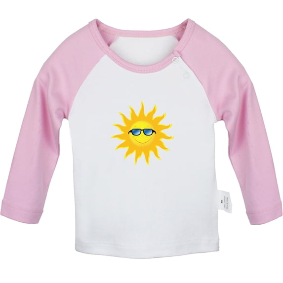 Nature Sun Pattern T shirt For Baby, Newborn Babies T-shirts, Infant Tops, 0-24M Kids Graphic Tees Clothing (Long Pink Raglan T-shirt, 18-24 Months)