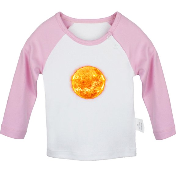 Nature Sun Pattern T shirt For Baby, Newborn Babies T-shirts, Infant Tops, 0-24M Kids Graphic Tees Clothing (Long Pink Raglan T-shirt, 6-12 Months)