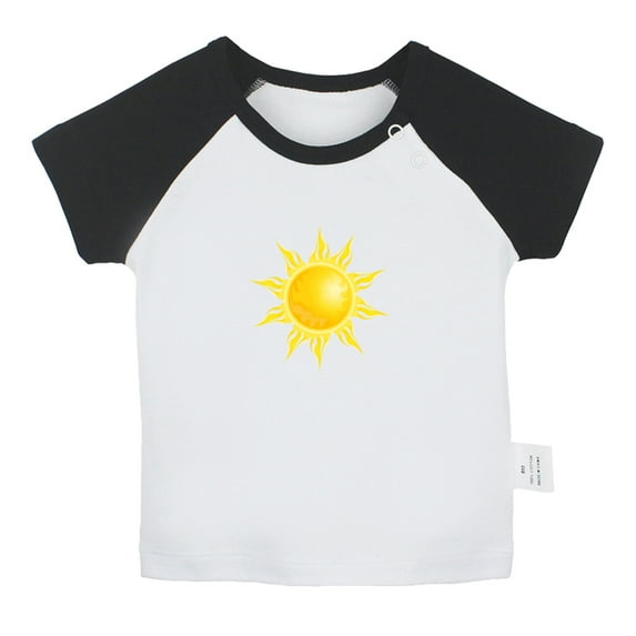 Nature Sun Pattern T shirt For Baby, Newborn Babies T-shirts, Infant Tops, 0-24M Kids Graphic Tees Clothing (Short Black Raglan T-shirt, 6-12 Months)