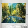 thumbnail image 1 of Nature Tapestry, Autumn Landscape Scenery Forest by River Seasonal Rural Countryside Picture, Fabric Wall Hanging Decor for Bedroom Living Room Dorm, 5 Sizes, Green Blue Yellow, by Ambesonne, 1 of 1