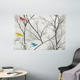 thumbnail image 1 of Nature Tapestry, Birds Wildlife Cartoon Like Image with Tree Leaf Art Print, Wall Hanging for Bedroom Living Room Dorm Decor, 60W X 40L Inches, Grey Maroon Blue and Mustard Yellow, by Ambesonne, 1 of 2