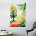 thumbnail image 1 of Nature Tapestry, Colorful Hand Drawn Flowers Grass and Trees Forest Rural Scenery Watercolors Artwork, Wall Hanging for Bedroom Living Room Dorm Decor, 40W X 60L Inches, Multicolor, by Ambesonne, 1 of 2