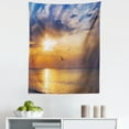 thumbnail image 1 of Nature Tapestry, Early Morning Sunrise over the Ocean and a Bird Horizon Nature Panoramic View, Fabric Wall Hanging Decor for Bedroom Living Room Dorm, 5 Sizes, Blue and Orange, by Ambesonne, 1 of 1