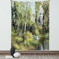 thumbnail image 1 of Nature Tapestry Wall Hanging Rural Scenery with An Old Ancient House, Lake and Retro Tower Countryside Village Picture, Bedroom Living Room Dorm Decor, 60W X 80L Inches, Green, by Ambesonne, 1 of 2