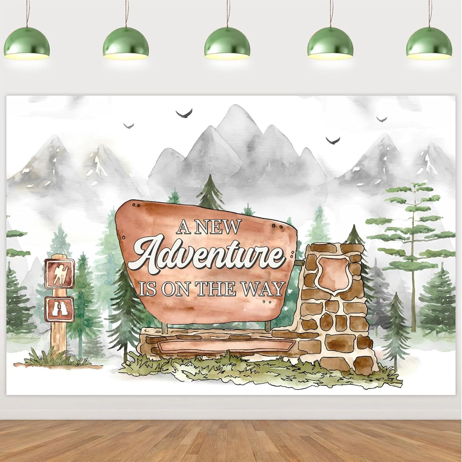 Nature Themed Baby Shower Decorations Adventure Baby Shower Backdrop Banner a New Adventure is On The Way Baby Shower Decorations for Photography Background