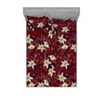 thumbnail image 1 of Nature Themed Fitted Sheet & Pillow Sham Set, Floral Drawings in Romantic Vibes with Petals Neutral Colors Boho Pattern, Decorative Printed 3 Piece Bedding Decor, King, Ruby Champagne, by Ambesonne, 1 of 2