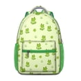 thumbnail image 1 of Nature-Themed Waterproof School Backpack - Ergonomic Student Bag with Frog & Flower Print, Spacious Padded Straps Backpack for Daily Commute, 1 of 5