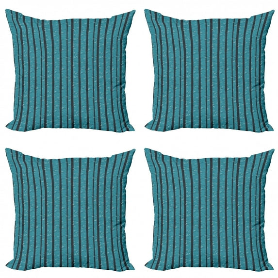 Ambesonne Nature Throw Pillow Cover 4 Pack, Irregular Spots and Trunks, 18", Sea Blue Dark Blue Grey