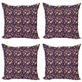 thumbnail image 1 of Nature Throw Pillow Cushion Case Pack of 4, Purple Birds with Vibrant Colored Flowers Romantic Garden in Spring Season Theme, Modern Accent Double-Sided Print, 4 Sizes, Multicolor, by Ambesonne, 1 of 2