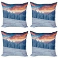 thumbnail image 1 of Ambesonne Nature Throw Pillow Cover 4 Pack, Winter Snowy Forest Sky, 18", Sky Blue Salmon, 1 of 5
