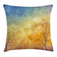 thumbnail image 1 of Nature Throw Pillow Cushion Cover, Autumn Trees Gulls Skying in Hazy Sky Watercolor Paintbrush Fall Artwork, Decorative Square Accent Pillow Case, 20 X 20 Inches, Blue Marigold Yellow, by Ambesonne, 1 of 2