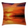 thumbnail image 1 of Nature Throw Pillow Cushion Cover, Dramatic Sunset Sky Clouds on Lake Horizon Twilight Creamy Scene Artwork, Decorative Square Accent Pillow Case, 18 X 18 Inches, Red Vermilion Marigold, by Ambesonne, 1 of 2