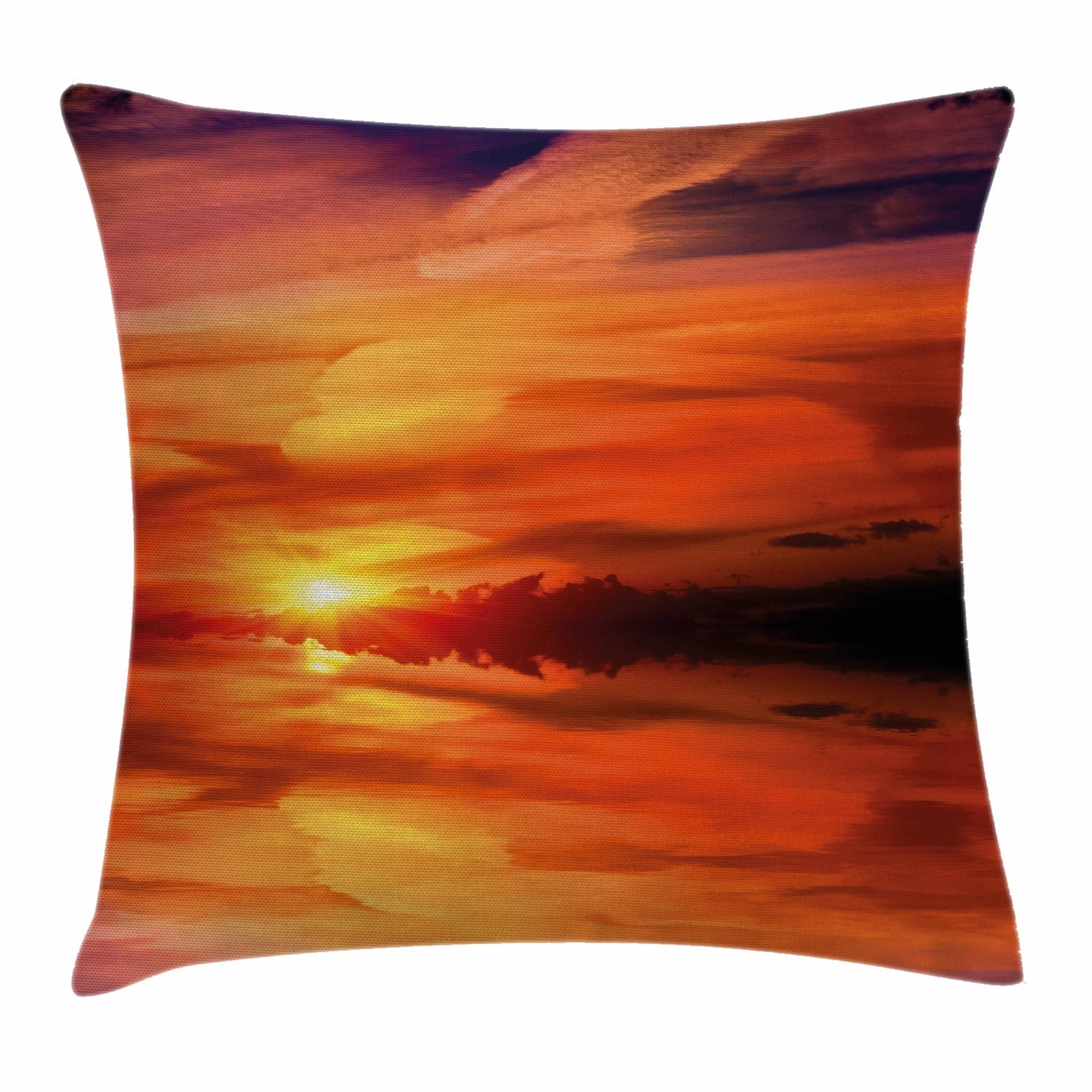 Dramatic Pillows Nature Throw Pillow Cushion Cover, Dramatic Sunset Sky Clouds on Lake ...