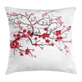 thumbnail image 1 of Nature Throw Pillow Cushion Cover, Japanese Plant Sakura Flower with Abstract Backdrop Art, Decorative Square Accent Pillow Case, 16 X 16 Inches, Dark Brown Dark Coral and Light Pink, by Ambesonne, 1 of 2