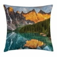 thumbnail image 1 of Nature Throw Pillow Cushion Cover, Moraine Lake Canadian Mountain Range with Creek Pine Forest Mother Earth Scenery, Decorative Square Accent Pillow Case, 18 X 18 Inches, Multicolor, by Ambesonne, 1 of 2