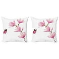 thumbnail image 1 of Ambesonne Nature Throw Pillow Cover 2 Pack, Blossom Branch Flowers, 18", Pink Maroon Burgundy, 1 of 2