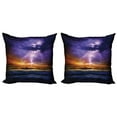 thumbnail image 1 of Ambesonne Nature Throw Pillow Cover 2 Pack, Epic Thunder Atmosphere, 20", Purple and Orange, 1 of 6