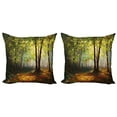 thumbnail image 1 of Ambesonne Forest Throw Pillow Cover 2 Pack, Spring Woodland Trees, 18", Fern Green Cinnamon, 1 of 2