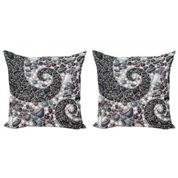 Ambesonne Nature Throw Pillow Cover 2 Pack, Mountain Volcanic Stones, 16", Slate Blue Dimgray