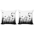 thumbnail image 1 of Ambesonne Nature Throw Pillow Cover 2 Pack, Grass Bush Meadow Spring, 24", Black White, 1 of 2