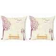 thumbnail image 1 of Ambesonne Tree Throw Pillow Cover 2 Pack, Park Bench Pastel Color, 20", Orange Purple, 1 of 6