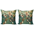 thumbnail image 1 of Ambesonne Japanese Throw Pillow Cover 2 Pack, Pink Cherry Sakuras, 20", Forest Green Pale Pink, 1 of 5