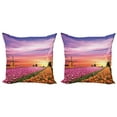 thumbnail image 1 of Ambesonne Nature Throw Pillow Cover 2 Pack, Scenic Tulip Fields, 18", Orange Pink Purple, 1 of 6