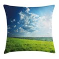 thumbnail image 1 of Nature Throw Pillow Cushion Cover, Refreshing Meadow Valley under Cloud Sun Sky Spring Grass Country Image, Decorative Square Accent Pillow Case, 20 X 20 Inches, Lime Green Light Blue, by Ambesonne, 1 of 2
