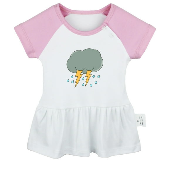 Nature Thunder Pattern Dresses For Baby, Newborn Babies Skirts, Infant Princess Dress, 0-24M Kids Graphic Clothes (Pink Raglan Dresses, 0-6 Months)