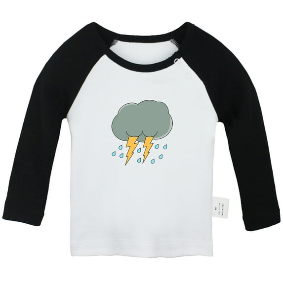 Nature Thunder Pattern T shirt For Baby, Newborn Babies T-shirts, Infant Tops, 0-24M Kids Graphic Tees Clothing (Long Black Raglan T-shirt, 12-18 Months)