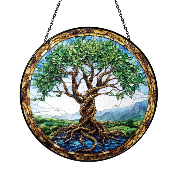 Nature Tree Pattern Window Art – Faux Stained Glass