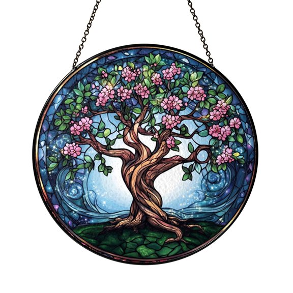 Nature Tree of Life Suncatcher Item Present Zen Circle Panel Art