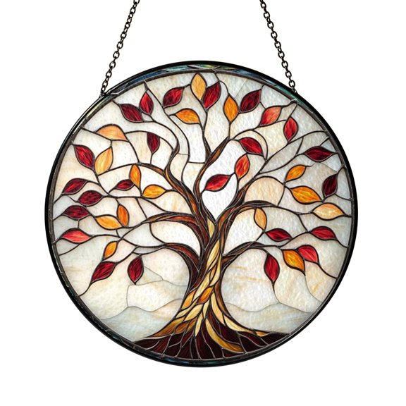 Nature Tree of Life Suncatcher Sacred Gift Zen Circle Round Item Decor