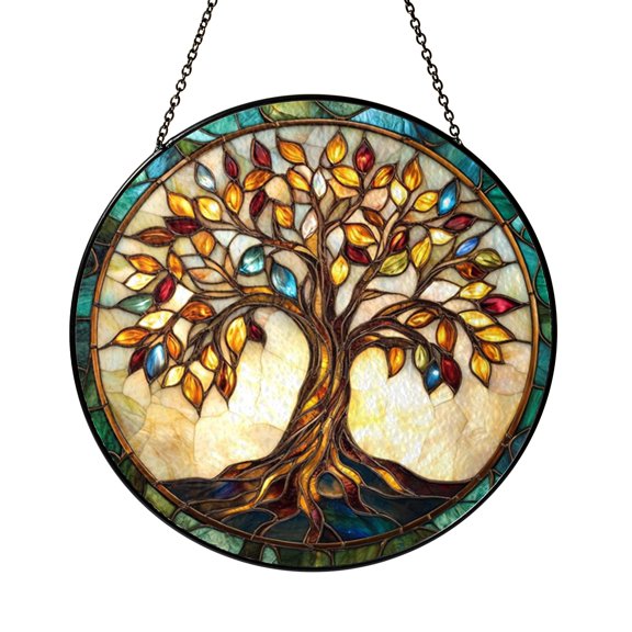 Nature Tree of Life Suncatcher Sacred Gift Zen Circle Round Item Sun