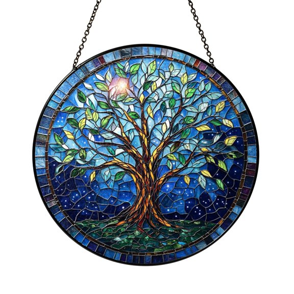 Nature Tree of Life Suncatcher Window Item Present Round Circle Decor