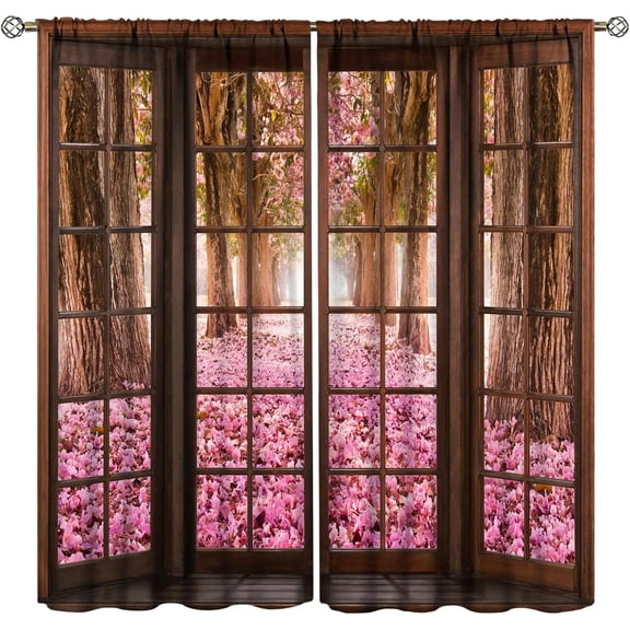 Nature Tropical Landscape Curtains Jungle Rainforest Waterfall Green Tree Scenery Curtain with Rod Pocket for Room Home Decor Drapes Window Treatments 2 Panels Set 42x54 Inch