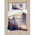 thumbnail image 1 of Nature Twin Size Duvet Cover Set, Evening Winter Landscape with Dramatic Surreal Overcast Sky and Majestic Mountains, Decorative 2 Piece Bedding Set with 1 Pillow Sham, Multicolor, by Ambesonne, 1 of 3