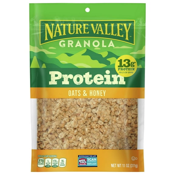 Pack of 2 Nature Valley 13g Protein Crunchy Granola - Oats 'N Honey, 11 oz (Package May Vary)
