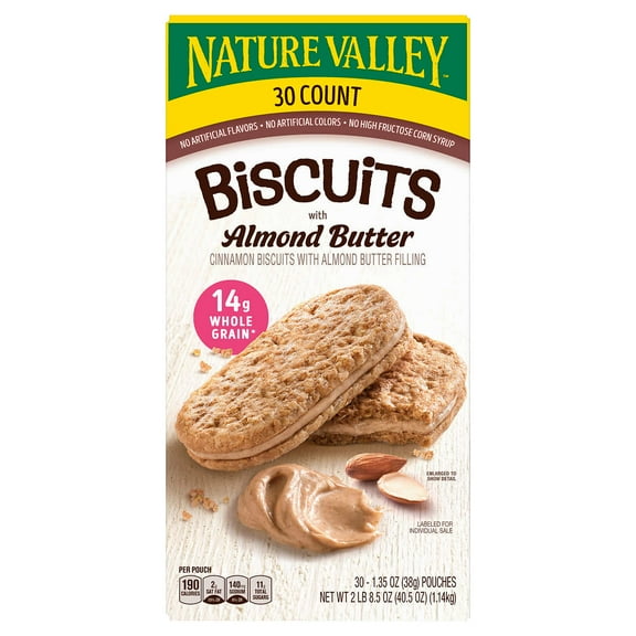 Nature Valley Biscuits with Almond Butter, 1.35 Ounce (30 Count)