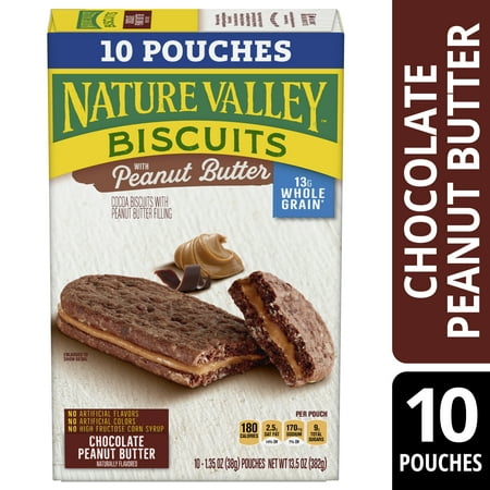 product image of Nature Valley Biscuit Sandwiches, Chocolate Peanut Butter Value Pack, 10 Bars, 13.5 OZ